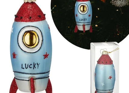 Glas-Raketenanhänger, Weihnachtsbaumdekor, ca. 14cm Höhe, Festlich TK Gruppe® Grosshandel 