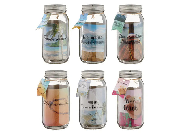 -Glas-Sparbehälter Traum&Wunsch, 6er-Pack, ca. 17cmH TK Gruppe® Grosshandel 