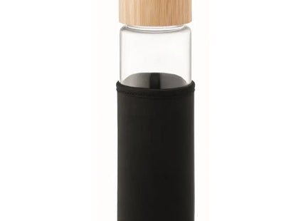 Glas-Trinkflasche TINAROO, 600 ml, robust & stilvoll, schwarz - Ideal für unterwegs TK Gruppe® Grosshandel 