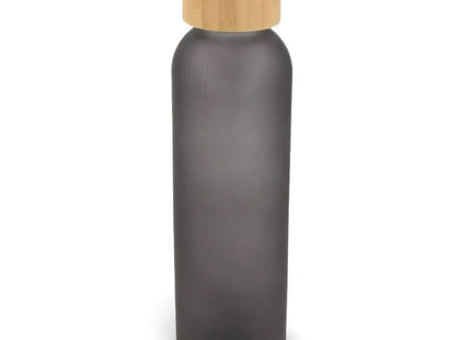 Glas-Wasserflasche mit Bambusdeckel 500 ml - Dunkelgrau TK Gruppe® Grosshandel 