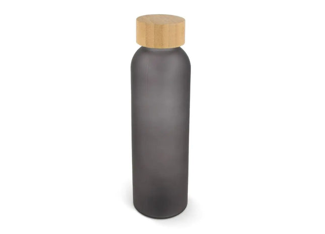 Glas-Wasserflasche mit Bambusdeckel 500 ml - Dunkelgrau TK Gruppe® Grosshandel 
