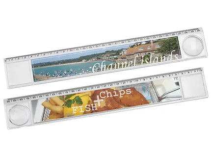 Glasklares Lineal mit Lupe und zweiseitig bedrucktem Einleger, 30 cm – Multifunktional TK Gruppe® Grosshandel 