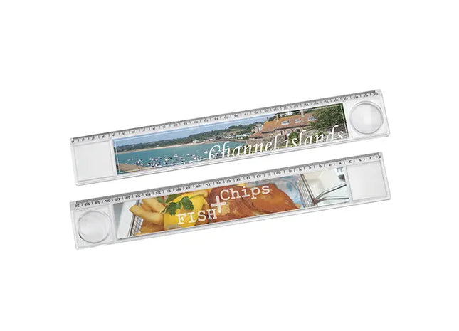 Glasklares Lineal mit Lupe und zweiseitig bedrucktem Einleger, 30 cm – Multifunktional TK Gruppe® Grosshandel 