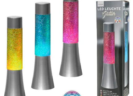 Glitter Leuchte mit farbwechselnder LED, Höhe 34cm – Dynamische Raumbeleuchtung TK Gruppe® Grosshandel 