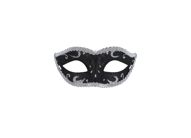 Glitzer Augenmaske In Schwarz & Silber Mit Silberbesatz TK Gruppe® Grosshandel 
