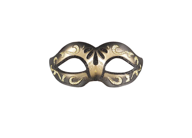 Glitzer-Augenmaske in Schwarz & Gold - Elegante Party-Maske für Karneval und Feste TK Gruppe® Grosshandel 