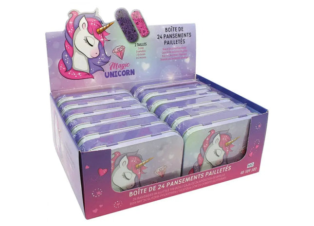 Glitzer-Einhorn-Wundverband in Metallbox mit Einhorn-Motiv – Für Kinder TK Gruppe® Grosshandel 