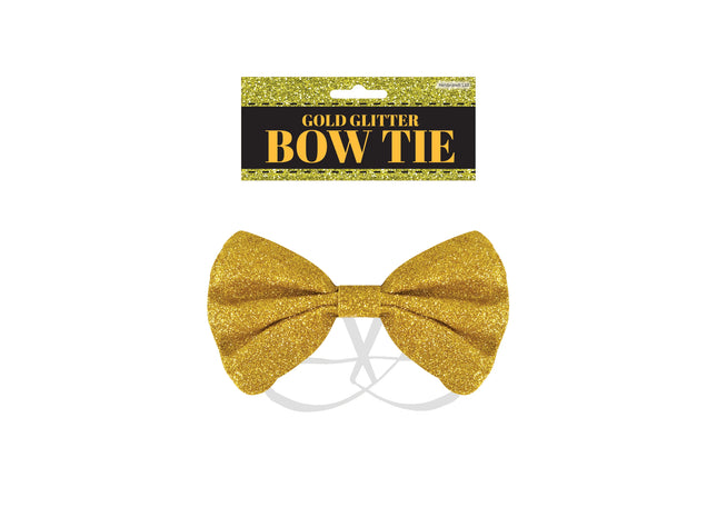 Glitzer Fliege in Gold – 12 x 7 cm – elegante Schleife für Partys und festliche Anlässe TK Gruppe® Grosshandel 