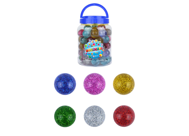 Glitzer-Jet-Bälle, 3,3 cm, 6 verschiedene Farben - Funkelnde Hüpfspielzeuge für Kinder TK Gruppe® Grosshandel 