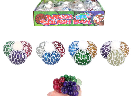 Glitzerder Mesh-Ball 6,5cm, Quetsch-Toy, 3Er-Set in verschiedenen Farben TK Gruppe® Grosshandel 