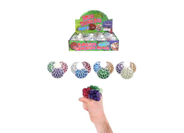 Glitzerder Mesh-Ball 6,5cm, Quetsch-Toy, 3Er-Set in verschiedenen Farben TK Gruppe® Grosshandel 