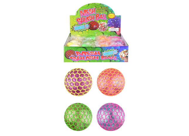 Glitzerder Mesh-Ball mit Licht, 7 cm - Druckball in verschiedenen Farben TK Gruppe® Grosshandel 