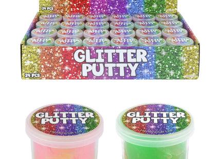 Glitzerkristall-Knetmasse, zweilagig, 60 g, 6 cm x 4,5 cm, 2 verschiedene Farben, glitzerndes Sinnesspielzeug TK Gruppe® Grosshandel 