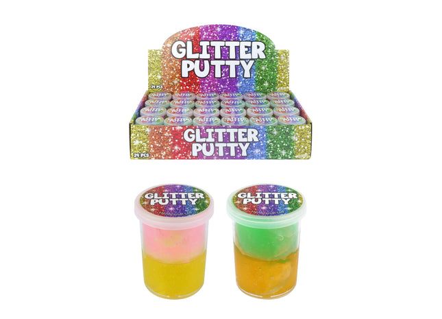 Glitzerkristall-Knetmasse, zweilagig, 60 g, 6 cm x 4,5 cm, 2 verschiedene Farben, glitzerndes Sinnesspielzeug TK Gruppe® Grosshandel 