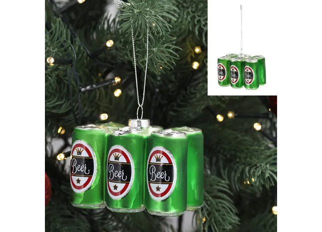 Glitzernde Glas-Bierdosen Weihnachtsbaum-Anhänger, 9cm Breit TK Gruppe® Grosshandel 