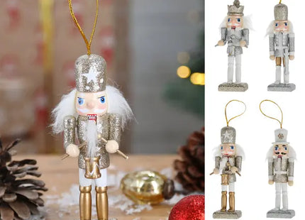 Glitzernde Gold-Silber Nussknacker - Set von 4, 13cm Höhe - Festliche Weihnachtsdekoration TK Gruppe® Grosshandel 