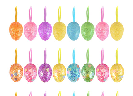 Glitzernde Ostereier 4 cm x 3 cm – 18 sortierte Farben, festliche Osterdekoration TK Gruppe® Grosshandel 