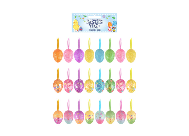 Glitzernde Ostereier 4 cm x 3 cm – 18 sortierte Farben, festliche Osterdekoration TK Gruppe® Grosshandel 