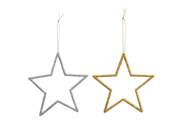 Glitzernde Stern-Hänger, Klein, 2er-Set, Durchmesser 12cm TK Gruppe® Grosshandel 