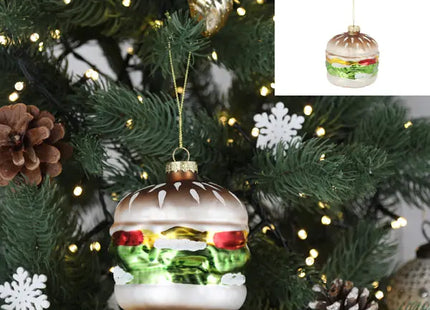 Glitzernder Glas-Hamburger Weihnachtsbaum-Anhänger, Festliche Deko, 10cm TK Gruppe® Grosshandel 