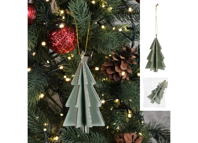 Glitzernder Grüner Weihnachtsbaumschmuck, Hängeornament ca. 7x13cm TK Gruppe® Grosshandel 
