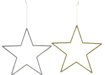 Glitzernder Sternenhänger, 2er-Set, Groß, Ca. 25 cm Durchmesser - Strahlende Deko TK Gruppe® Grosshandel 