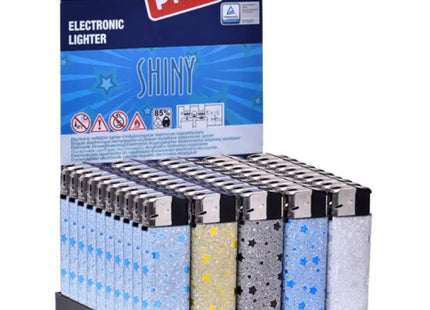 Glitzerndes Sternen-Elektrofeuerzeug, 8x2cm - Präsentationsverpackung für den Einzelhandel TK Gruppe® Grosshandel 