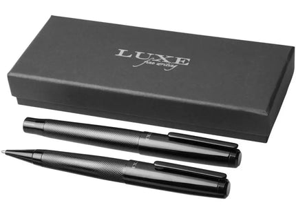 Gloss Duo Stiftset - Geschenkbox, Schwarz mit Schwarzer Mine, Elegant TK Gruppe® Grosshandel 