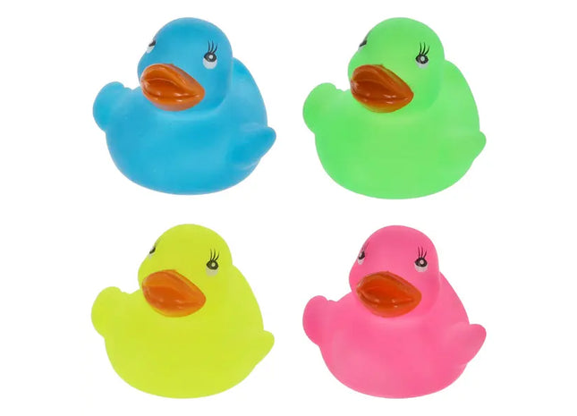 Glow-in-the-Dark Badeenten-Set - 4 Stück, ca. 5cm hoch, Lustige Leuchtende Spielzeugenten TK Gruppe® Grosshandel 