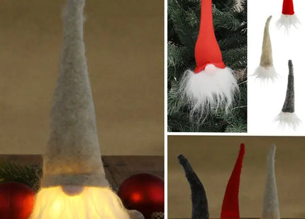 Glowing Filzgnome Trio - 3er Set, ca. 20cm Höhe, LED Gartenzwerg TK Gruppe® Grosshandel 