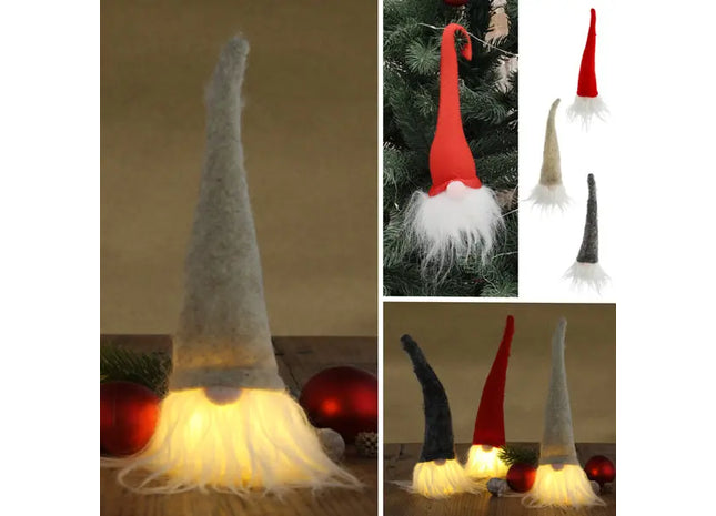Glowing Filzgnome Trio - 3er Set, ca. 20cm Höhe, LED Gartenzwerg TK Gruppe® Grosshandel 
