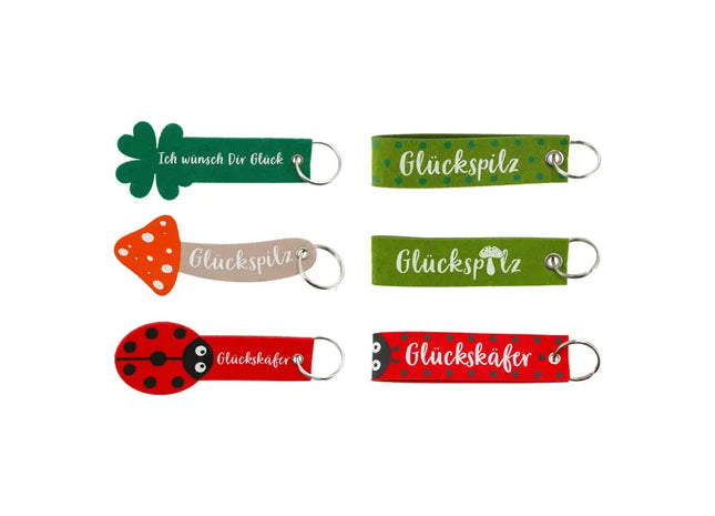 Glücks-Schlüsselbänder aus Filz mit Druck, 6er-Set - Farb TK Gruppe® Grosshandel 