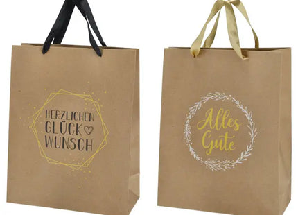 Glückwunsch Geschenktüte aus Kraftpapier, Mittel, 34 cm, 2er-Pack TK Gruppe® Grosshandel 