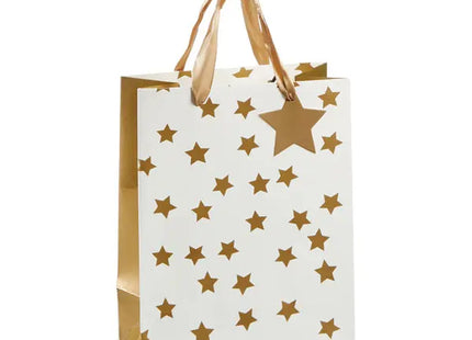 Große Geschenktüte mit Sternen, Weiß/Gold, Höhe 32 cm TK Gruppe® Grosshandel 