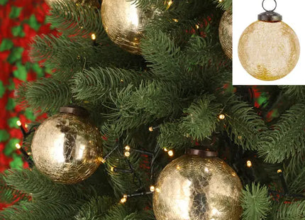 Goldene Crackle-Christbaumkugel, kleines Ornament, ca. 8cm Durchmesser - Festliche Dekoration TK Gruppe® Grosshandel 