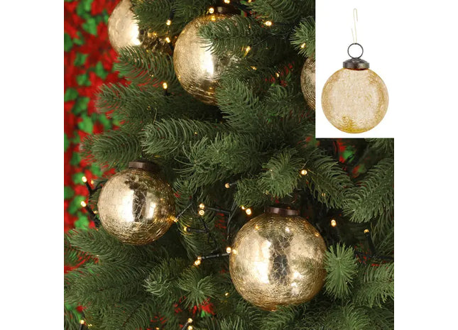 Goldene Crackle-Christbaumkugel, kleines Ornament, ca. 8cm Durchmesser - Festliche Dekoration TK Gruppe® Grosshandel 