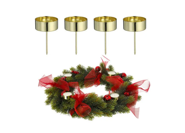 Goldene DIY Teelichthalter zum Stecken, 4er Set, Dekorative Kerzenhalter, ca. 7cm Höhe TK Gruppe® Grosshandel 