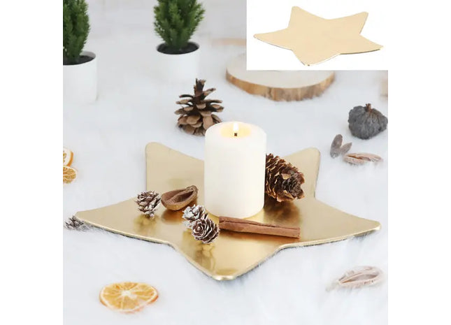 Goldene Deko-Platte mit Sternenmuster, ca. 28x28cm TK Gruppe® Grosshandel 