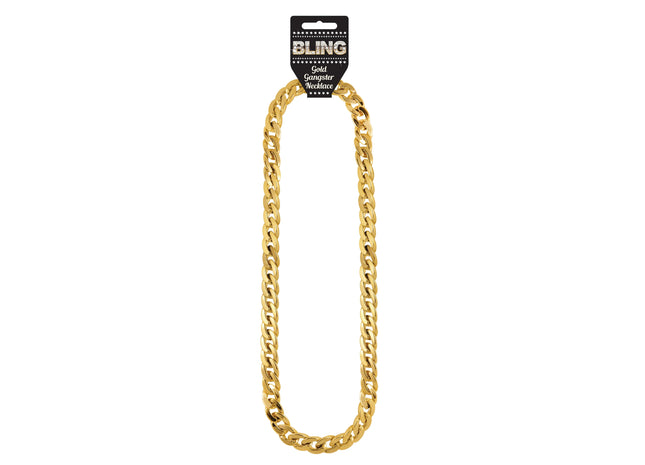 Goldene Gangster Halskette 81cm - Kostümzubehör, Goldkette für Hip-Hop, Rapper Outfit TK Gruppe® Grosshandel 