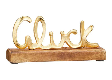 Goldene Glücksinschrift auf Standfuß, Klein, ca. 8cmH - Inspirierende Dekorakzente für Ihr Zuhause TK Gruppe® Grosshandel 