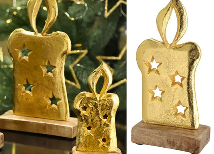 Goldene Kerze auf Fuß, Mittelgroß - Elegante Dekoration, ca. 21cm Höhe TK Gruppe® Grosshandel 