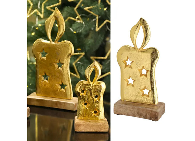 Goldene Kerze auf Fuß, Mittelgroß - Elegante Dekoration, ca. 21cm Höhe TK Gruppe® Grosshandel 