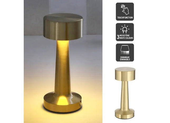 Goldene LED-Schreibtischlampe TOUCH mit USB, ca. 21 cm - Elegante Beleuchtung TK Gruppe® Grosshandel 