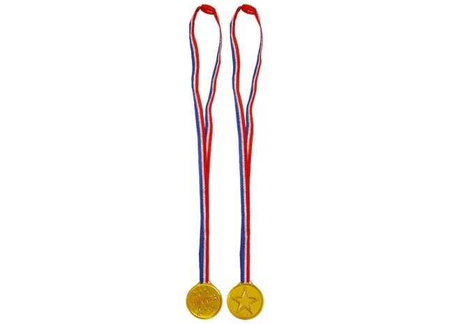Goldene Siegermedaille, 3,5 cm, mit 70 cm Halsband, Siegespreis für Sport und Wettbewerbe TK Gruppe® Grosshandel 