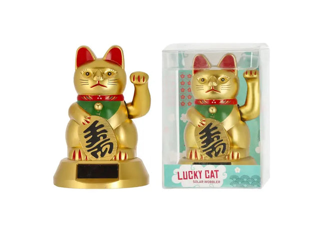Goldene Solar-Wackelkatze, 8cm - Umweltfreundliche Schreibtischdeko TK Gruppe® Grosshandel 
