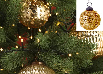 Goldene Weihnachtsbaumkugel Dekoration, kleines Ornament, ca. 8cm Durchmesser - Festliche Verzierung TK Gruppe® Grosshandel 