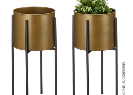 Goldener Blumentopf Mittel auf Schwarzem Standfuß, 50cm Höhe TK Gruppe® Grosshandel 