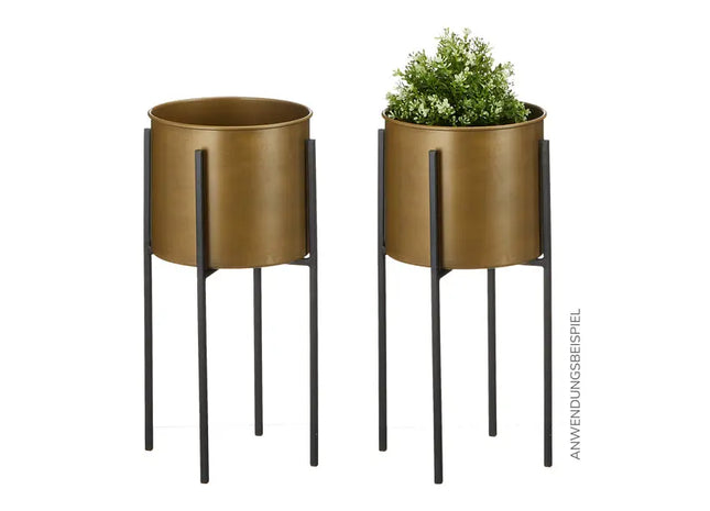 Goldener Blumentopf Mittel auf Schwarzem Standfuß, 50cm Höhe TK Gruppe® Grosshandel 