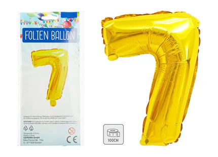 Goldener Folienballon, Zahl 7, Höhe 100 cm – Ideal für besondere Ereignisse TK Gruppe® Grosshandel 