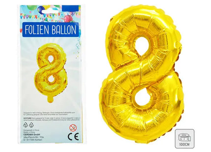 Goldener Folienballon, Zahl 8, Höhe ca. 100 cm – Perfekt für besondere Anlässe TK Gruppe® Grosshandel 